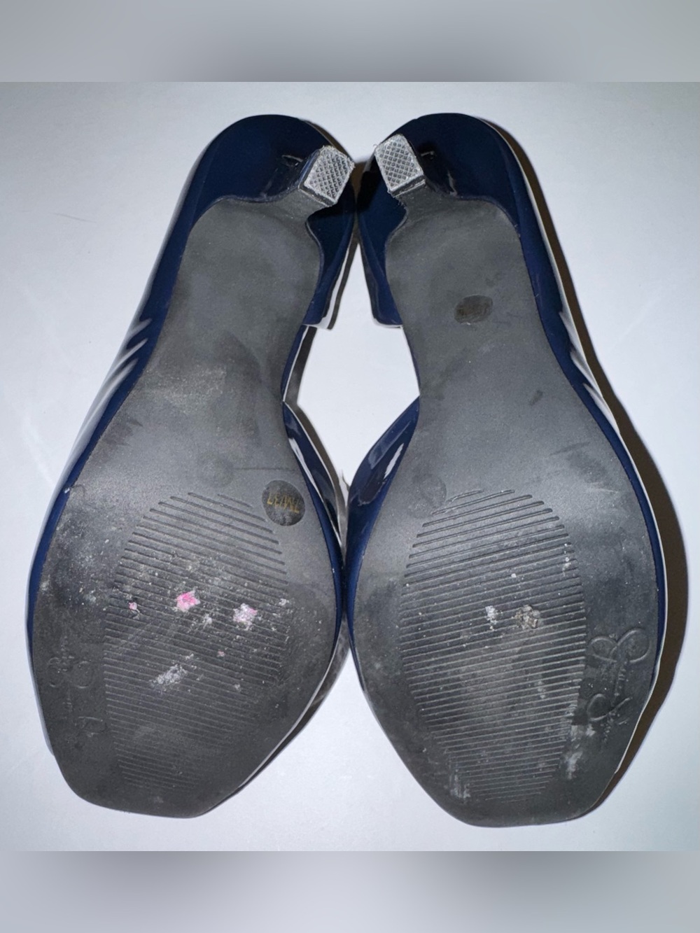 Jessica Simpson Navy Patent Open-Toe Pumps - Picture 6 of 12